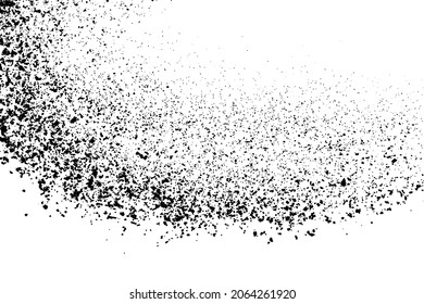 Black grainy texture isolated on white background. Dust overlay. Dark noise granules. Digitally generated image. Vector design elements. Illustration, Eps 10.