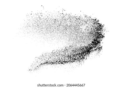 Black grainy texture isolated on white background. Dust overlay. Dark noise granules. Digitally generated image. Vector design elements. Illustration, Eps 10.