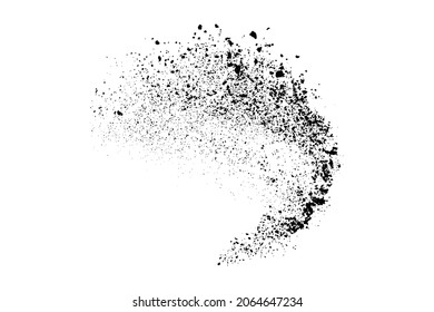 Black grainy texture isolated on white background. Dust overlay. Dark noise granules. Digitally generated image. Vector design elements. Illustration, Eps 10.