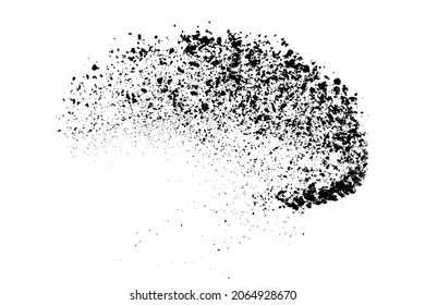 La textura granulada negra aislada sobre fondo blanco. Superposición de polvo. Granulado de ruido oscuro. Imagen generada digitalmente. Elementos de diseño de vectores. Ilustración, Eps 10.