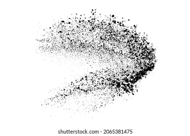 Black grainy texture isolated on white background. Dust overlay. Dark noise granules. Digitally generated image. Vector design elements. Illustration, Eps 10.