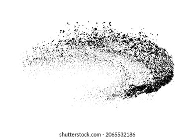 Black grainy texture isolated on white background. Dust overlay. Dark noise granules. Digitally generated image. Vector design elements. Illustration, Eps 10.