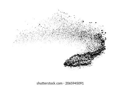 Black grainy texture isolated on white background. Dust overlay. Dark noise granules. Digitally generated image. Vector design elements. Illustration, Eps 10.
