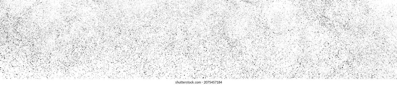 Black Grainy Texture Isolated On White. Panoramic Background. Dust Overlay. Dark Noise Granules. Wide Horizontal Long Banner For Site. Vector Illustration, EPS 10.
