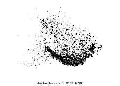 Black grainy texture isolated on white background. Dust overlay. Dark noise granules. Digitally generated image. Vector design elements. Illustration, Eps 10.