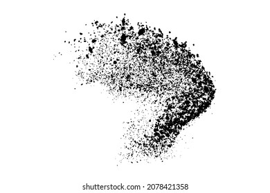 Black grainy texture isolated on white background. Dust overlay. Dark noise granules. Digitally generated image. Vector design elements. Illustration, Eps 10.