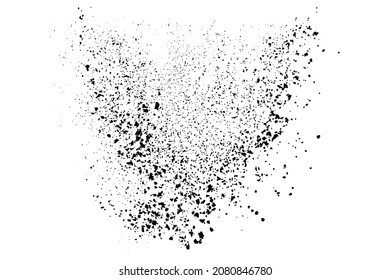 Black grainy texture isolated on white background. Dust overlay. Dark noise granules. Digitally generated image. Vector design elements. Illustration, Eps 10.