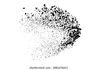 Black grainy texture isolated on white background. Dust overlay. Dark noise granules. Digitally generated image. Vector design elements. Illustration, Eps 10.