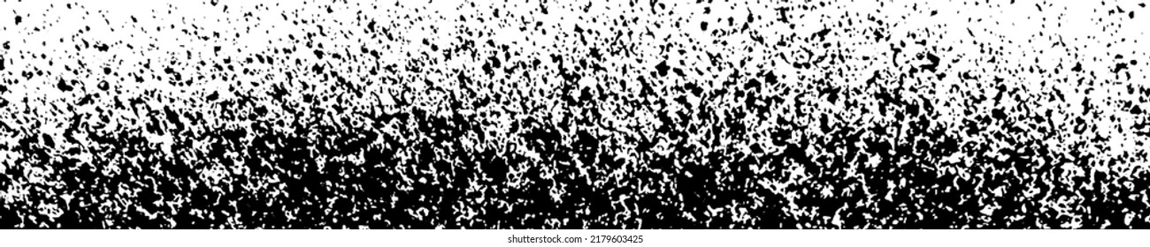 Black Grainy Texture Isolated On White. Panoramic Background. Dust Overlay. Dark Noise Granules. Wide Horizontal Long Banner For Site. Vector Illustration, EPS 10.