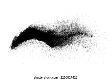 Black grainy texture isolated on white background. Dust overlay. Dark noise granules. Digitally generated image. Vector design elements. Illustration, Eps 10.