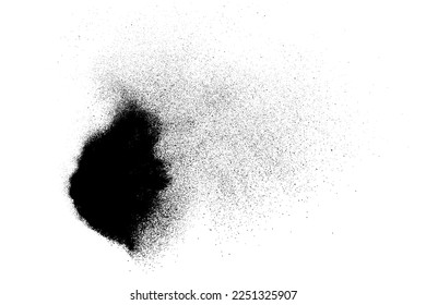 Black grainy texture isolated on white background. Dust overlay. Dark noise granules. Digitally generated image. Vector design elements. Illustration, Eps 10.