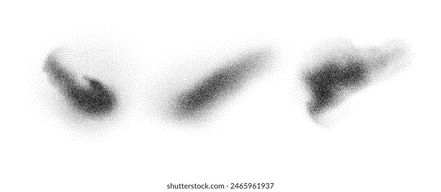 Black grainy texture isolated on white background. Dust overlay. Charcoal splashes.