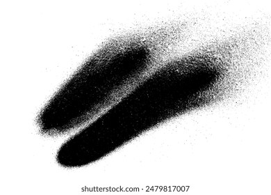 Black grainy texture isolated on white background. Dust overlay. Dark noise granules. Digitally generated image. Vector design elements. Illustration, Eps 10.