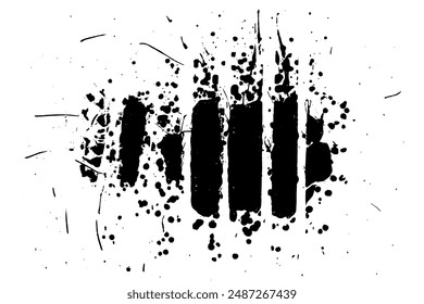 Black grainy texture isolated on white background.  Abstract pattern. Dust overlay. Dark noise granules. Digitally generated image. Vector design elements. Illustration, Eps 10.	
