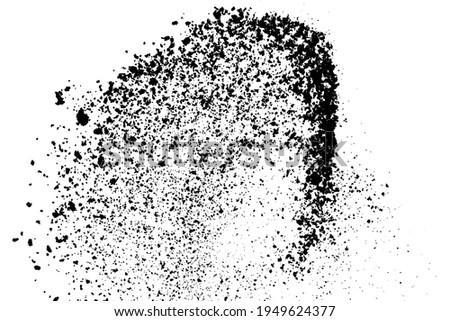 Black grainy texture isolated on white background. Dust overlay. Dark noise granules. Digitally generated image. Vector design elements. Illustration, Eps 10.