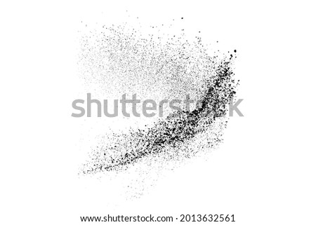 Black grainy texture isolated on white background. Dust overlay. Dark noise granules. Digitally generated image. Vector design elements. Illustration, Eps 10.