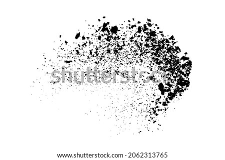 Black grainy texture isolated on white background. Dust overlay. Dark noise granules. Digitally generated image. Vector design elements. Illustration, Eps 10.