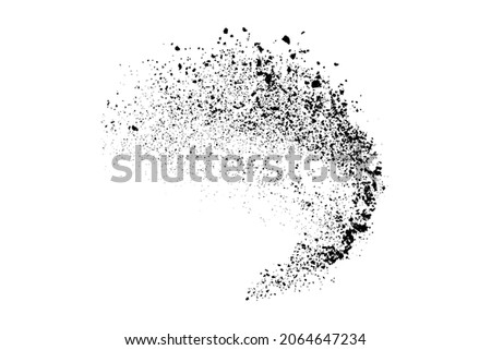 Black grainy texture isolated on white background. Dust overlay. Dark noise granules. Digitally generated image. Vector design elements. Illustration, Eps 10.