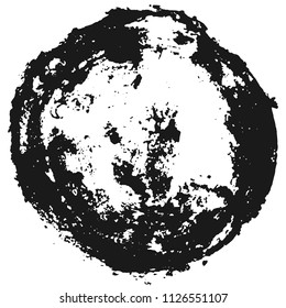 Black grainy texture round shape isolated on white background. Distressed overlay textured. Grunge design elements. Vector illustration,eps 10.