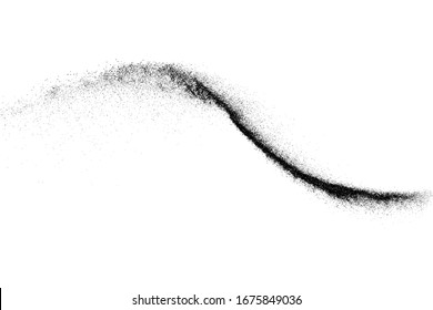 Black grainy wave texture isolated on white background. Dust overlay. Dark noise granules. Digitally generated image. Vector design elements. Illustration, Eps 10.