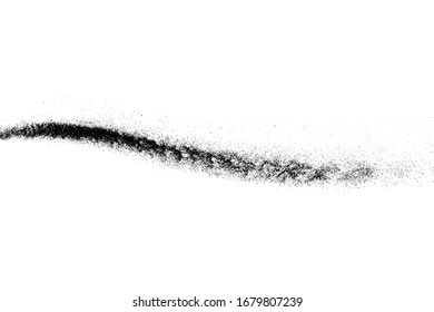 Black grainy wave texture isolated on white background. Dust overlay. Dark noise granules. Digitally generated image. Vector design elements. Illustration, Eps 10.
