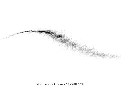 Black grainy wave texture isolated on white background. Dust overlay. Dark noise granules. Digitally generated image. Vector design elements. Illustration, Eps 10.