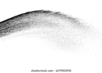 Textura de onda granulada negra aislada sobre fondo blanco. Superposición del polvo. Granulado de ruido oscuro. Imagen generada digitalmente. Elementos de diseño de vectores. Ilustración, Eps 10.