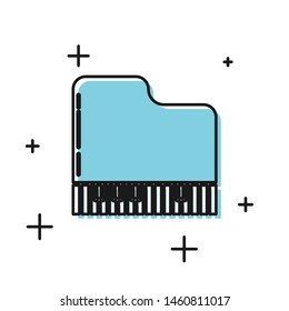 Black Grand piano icon isolated on white background. Musical instrument.  Vector Illustration