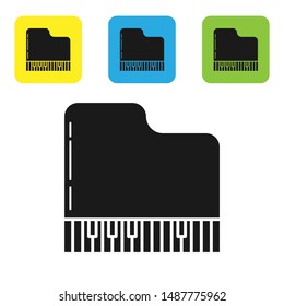 Black Grand piano icon isolated on white background. Musical instrument. Set icons colorful square buttons. Vector Illustration