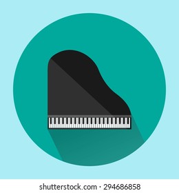 Black grand piano icon vector. Flat symbol isolated onbackground. Trendy internet concept. Modern sign for web site button, mobile app, ui design. Logo illustration.
