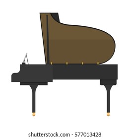 Black grand piano isolated vector illustration.