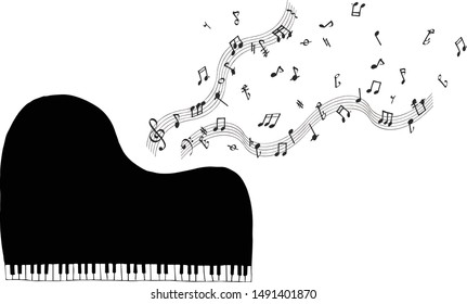 black grand piano with notes