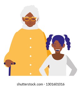 black grandmother with granddaughter