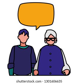 black grandmother with grandson talking