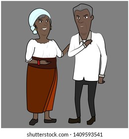 black grandparents standing vector illustration