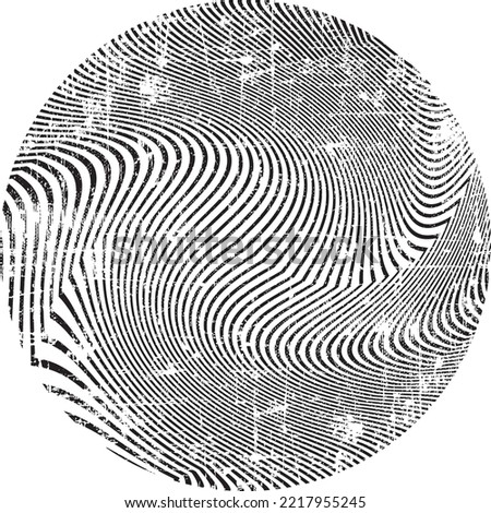 Black Grange halftone dots in vortex form. Geometric art. Trendy design element.Circular and radial lines volute, helix.Segmented circle with rotation.Radiating arc lines