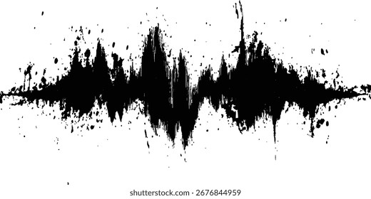 Black grange texture. Vector sound waves black grange texture illustration design. Abstract sound wave, black ink splatter on white background.	