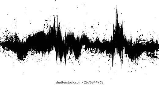 Black grange texture. Vector sound waves black grange texture illustration design. Abstract sound wave, black ink splatter on white background.	