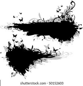 Black grange vector banner with nature elements