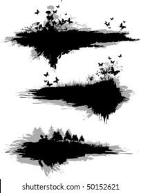 Banner vectorial de grano negro con elementos naturales