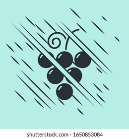 Black Grape fruit icon isolated on green background. Glitch style. Vector Illustration