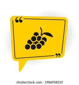 Black Grape fruit icon isolated on white background. Yellow speech bubble symbol. Vector