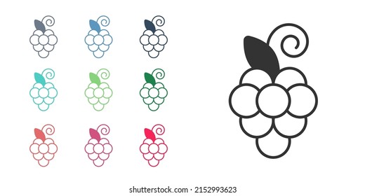 Black Grape fruit icon isolated on white background. Set icons colorful. Vector