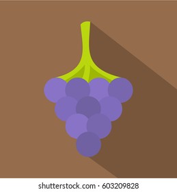 Black grape icon. Flat illustration of black grape vector icon for web isolated on coffee background