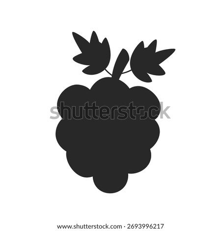 Black grape silhouette vector — minimalist fruit icon for logos, packaging, and modern design projects.