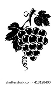 Black grapes icon isolated on white background. Black silhouette of grapes. Bunch of grapes. Vector illustration