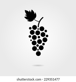 black grapes icon with shadow. isolated on stylish background. logo design modern vector illustration