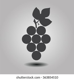 black grapes icon with shadow. isolated on stylish background. logo design modern vector illustration