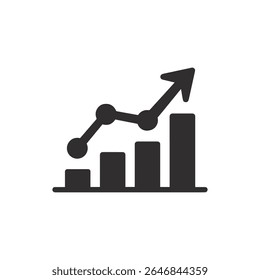 A black graph with a arrow pointing up