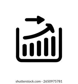 A black graph with a arrow pointing up